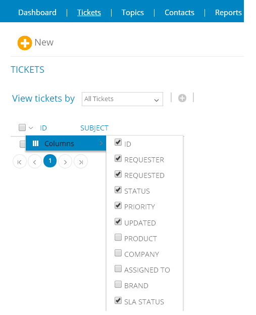 Customize your ticket grid by selecting the columns to display