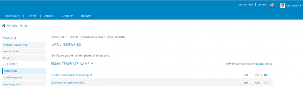 Let your customers know that an agent has been assigned