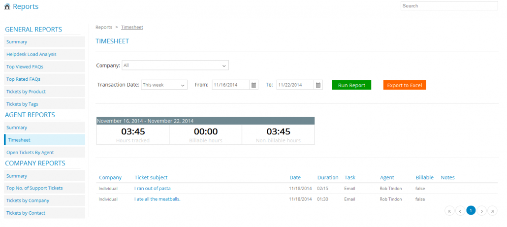 Export reports to Excel with Cayzu Help Desk