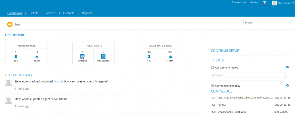 Due Dates on my dashboard - Cayzu Help Desk