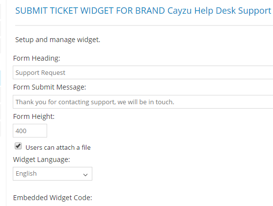 Submit Ticket Widget Fro Brand Cayzu Helpdesk support