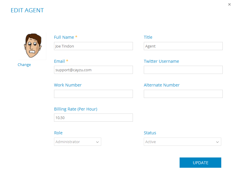 Set your billing rate at either the brand or agent level.